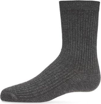 MeMoi Ribbed Rich Crew Socks in Charcoal at Nordstrom, Size 6-12M
