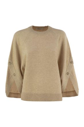 Max Mara Womens Ampex - Wool And Cashmere Over Sweater - Tan - Size Medium