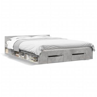Berkfield Home Bed Frame with Drawers without Mattress Concrete Grey 140x190 cm