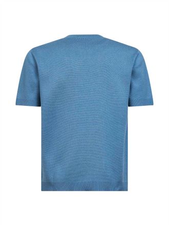 Gucci Mens Dusty Blue Cotton Embroidered Sweater Light