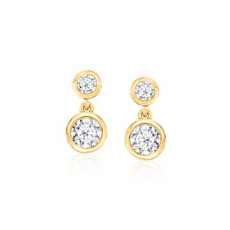 Ross-Simons Lab-Grown Diamond Double-Drop Earrings in 18kt Gold Over Sterling