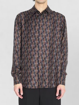 Fendi silk shirt geometric pattern long sleeves