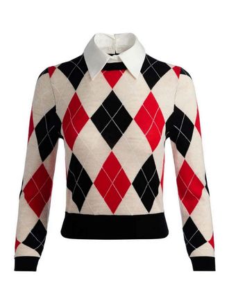 Alice & Olivia Carolann Argyle Sweater