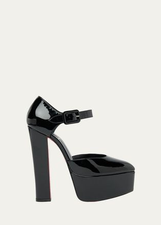 Christian Louboutin 150mm Jenna Patent Leather Platform Pumps