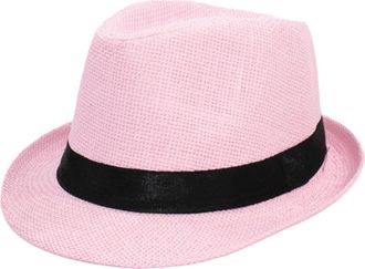 Generic Sun Hats Unisex Linen Straw Jazz Hat Sun Protection Hat with Wide Brim for Garden Parties Pink