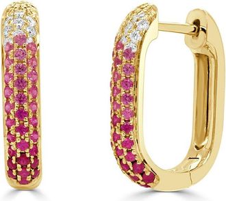 Sabrina Designs 14K 0.74 Ct. Tw. Diamond & Pink Sapphire Hoop Earrings