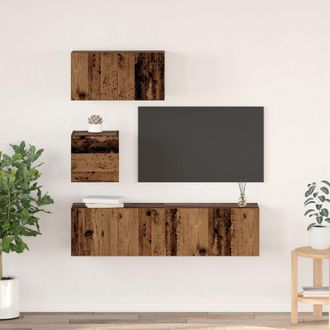 Berkfield Home TV Unit Set 4 pcs Old wood 60 x 30 x 30 cm Engineered wood in Brown