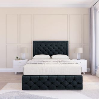 Sloomy Vienna Naples Bed Set, No Drawers Mattress & 54 Headboard in Black | Size: Single
