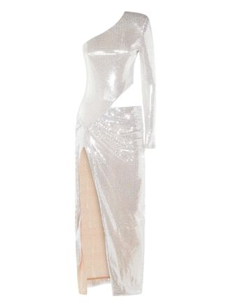 Nissa one-shoulder midi dress - women - Polyester/Spandex/Elastane/Polyester - 36 - Silver