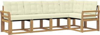 vidaXL Conjunto De Sof&aacute;s De Exterior 5 Uds. Blanco Y Crema Vidaxl