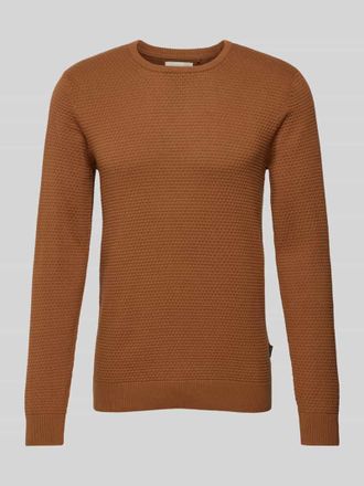 Blend Strickpullover mit Strukturmuster in Cognac, Gr&ouml;&szlig;e XL