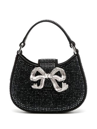 Self Portrait micro Crescent Bow tote bag - Black