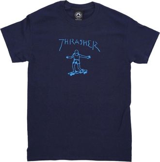 Thrasher Logo Print Tee Navy/Light Blue - Heren - T-shirts - Blauw - S - Katoen - Tops