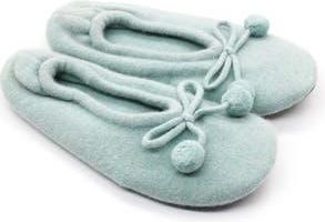 Portolano Cashmere Ballerina Pom Slipper in Cloud Blue/Black at Nordstrom Rack, Size X-Large