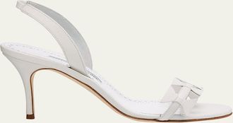 Manolo Blahnik 70mm Cigaura Bow Leather Sandals