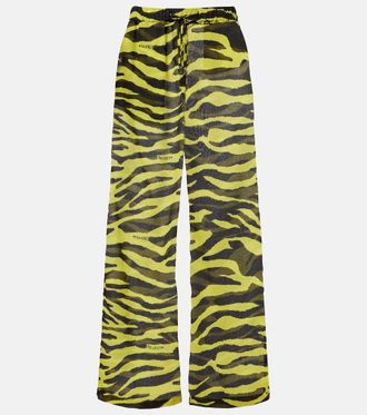 The Attico Animal-print cotton muslin wide-leg pants