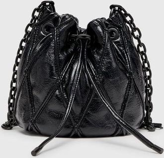 Diesel Charm-D - Bucket bag in shiny quilted PU - Shoulder Bags - Woman - Black