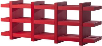 Slide Booky Rosso Fiamma - Grande Originale Slide Libreria Autoportante Libri Colorata Polietilene Soggiorno Casa Made In Italy Scomparti Ripiani