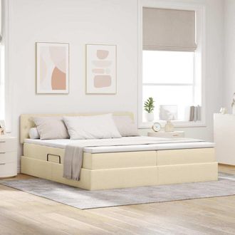 vidaXL Vidaxl Letto Con Contenitore Crema 180 X 200 Cm Pelle Sintetica