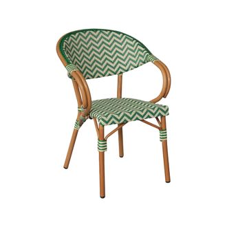 Mobili Rebecca Sillas De Jard&iacute;n Apilables Mobili Rebecca Amaranta 84x57x57 Aluminio Pvc, Pet Verde Blanco Cl&aacute;sico Set 2 Piezas