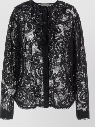 Nude floral lace shirt