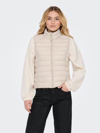 Only Steppweste ONLY ONLTAHIA LW QUILTED WAISTCOAT OTW CC OTW, Damen, Gr. XL, pumice stone, Steppware, Obermaterial: 100% Nylon, unifarben, regular fit nor