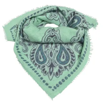 Cute Stuff Womens Cashmere Bandana Paisley Scarf In Green