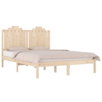 Berkfield Home Beautiful Bed Frame Solid Wood Pine 135x190 cm Double in Light Tan