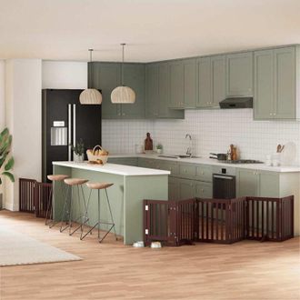 vidaXL Puerta De Perros Plegable 9 Paneles Madera &Aacute;lamo Marr&oacute;n 450 Cm Vidaxl