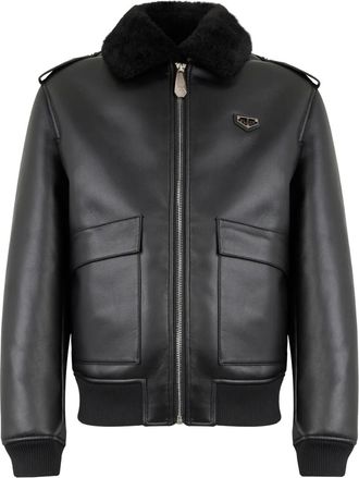Philipp Plein Giacca con collo in shearling - Nero