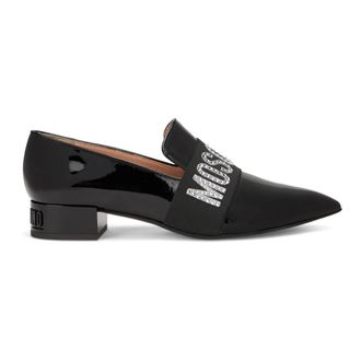 Moschino Pointed Loafers with Low Heel and Logo - female - Moschino - Loafers - Black - 7 UK - Shoes