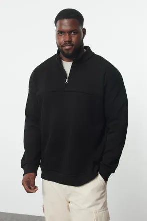 Trendyol MAN Heren Zwart Effen Lang Oversized Grote maten Sweatshirts