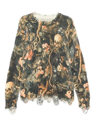 R13 graphic-print raw-cut jumper - women - Fabric - M - Green