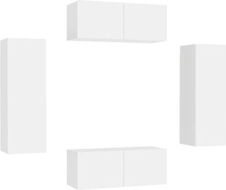 vidaXL Vidaxl - 4 Piece tv Cabinet Set White Engineered Wood