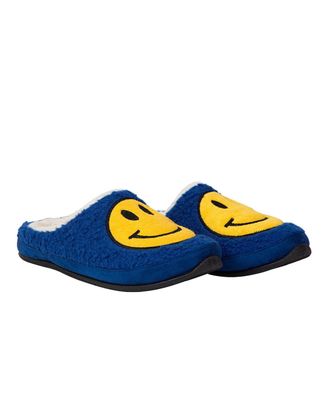 Deer Stags Mens Blue Smiley Face Cushioned Slip-On Slippers - Size 11 M