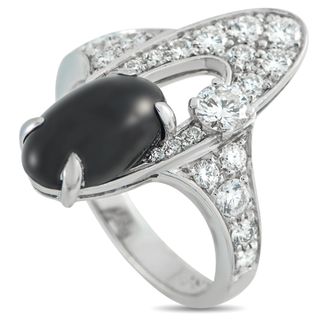 Bulgari Elysia 18K White Gold 0.65ct Diamond and Onyx Ring BV13-040726