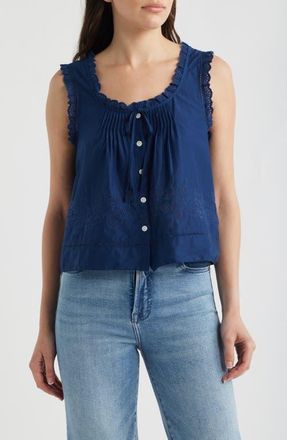Madewell The Embroidered Leah Top in Classic Indigo at Nordstrom, Size Xx-Large