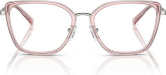 Emporio Armani 52mm Cat Eye Optical Glasses in Silver /Pink /Demo Lens at Nordstrom