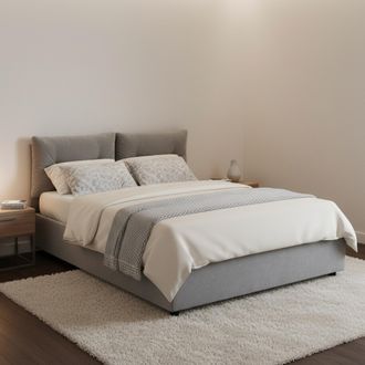 Dmora Dmora - Cama De Plaza Y Media Dabbadi, Cama Contenedor Con Revestimiento De Tela, 100% Made In Italy, Apertura Frontal, Con Colch&oacute;n Cm 120x190 Incluid