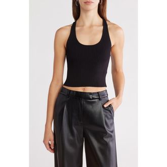 SIMKHAI Cecilia Rib Knit Crop Tank in Black at Nordstrom Rack, Size Medium