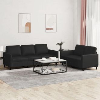 vidaXL Vidaxl - Set di Divani 2 pz con Cuscini Nero in Similpelle