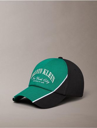 Calvin Klein Mens Dual Tone Logo Graphic Baseball Cap - Bright Green