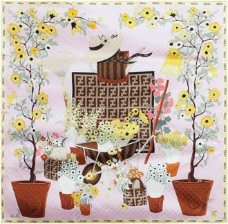 Fendi Silky Scarves, female, Multicolor, Size: ONE SIZE Gardening Foulard 90x90