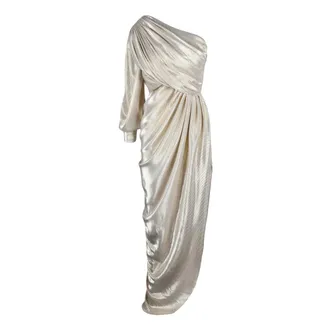 Rhea Costa Abito Lungo Lam&eacute; - - Dresses - Donna - Beige - L
