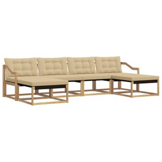 vidaXL Conjunto De Sof&aacute;s De Exterior Con Coj&iacute;n 6 Pcs Y Beige Vidaxl
