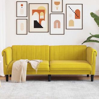 vidaXL Sof&aacute; De 3 Plazas Terciopelo Amarillo Vidaxl