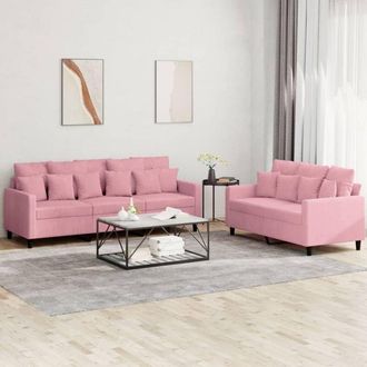 vidaXL Juego De Sof&aacute;s Con Cojines 2 Piezas Terciopelo Rosa Vidaxl