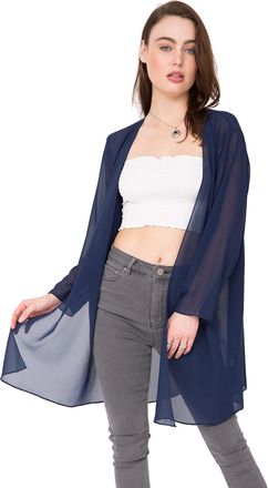 Likemary Long Sheer Cardigans for Women UK - Elegant Chiffon Kimono Cover Ups - Ladies Lightweight Duster Jackets Open Front - Blue M/L