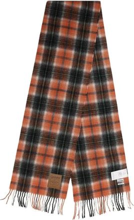 Ganni Sciarpa in lana a quadri - - Accessories - Donna - Arancione - ONE SIZE