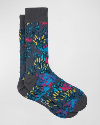 Paul Smith Mens Reedbed Floral Crew Socks